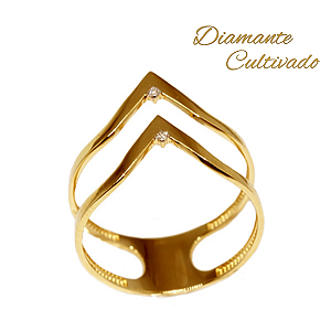 Anel Ouro 18k - Diamante Cultivado 2pts