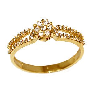 Anel Chuveiro Ouro 18k Zircônias