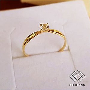 Anel Solitário Ouro 18k Zircônia