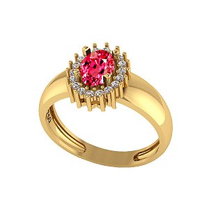 Anel Formatura Ciências Contábeis Ouro 18k Zircônias - Sem emblema