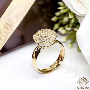 Anel Chuveiro Redondo Ouro 18k Zircônias