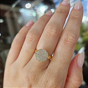 Anel Chuveiro Redondo Ouro 18k Zircônias