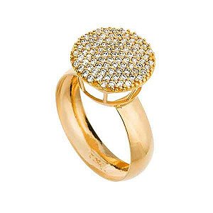 Anel Chuveiro Redondo Ouro 18k Zircônias