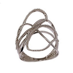 Anel Vazado Ouro Branco 18k