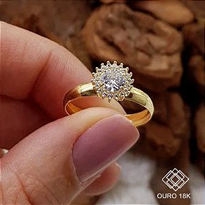 Anel Chuveiro Ouro 18k Zircônias