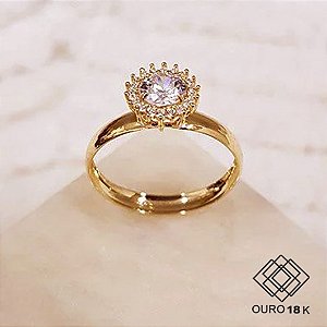 Anel Chuveiro Ouro 18k Zircônias
