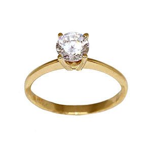 Anel Solitário Ouro 18k Zircônia