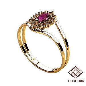 Anel Formatura Letras Ouro 18k Zircônias - Sem emblema