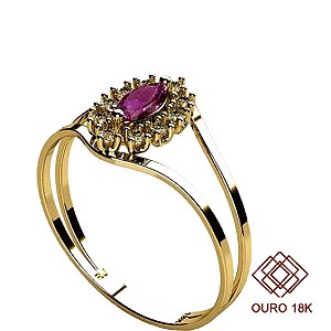 Anel Formatura História Ouro 18k Zircônias - Sem emblema