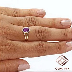 Anel Formatura História Ouro 18k Zircônias - Sem emblema