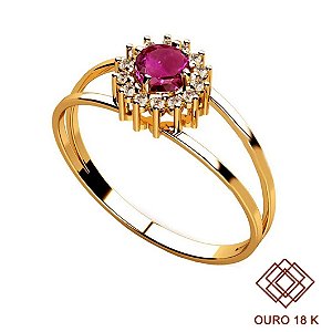 Anel Formatura Letras Ouro 18k Zircônias - Sem emblema