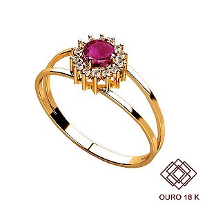 Anel Formatura História Ouro 18k Zircônias - Sem emblema