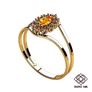 Anel Formatura Farmácia Ouro 18k Zircônias - Sem emblema