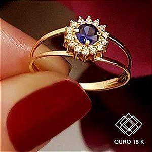 Anel Formatura Matemática Ouro 18k Zircônias - Sem emblema