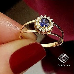 Anel Formatura Pedagogia Ouro 18k Zircônias - Sem emblema