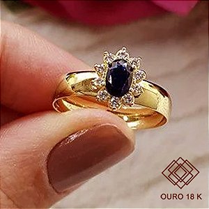 Anel Formatura Pedagogia Ouro 18k Zircônias - Sem emblema