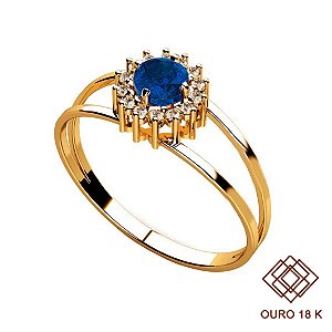 Anel Formatura Química Ouro 18k Zircônias - Sem emblema