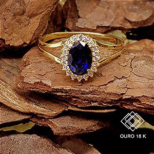 Anel Formatura Psicologia Ouro 18k Zircônias - Sem emblema