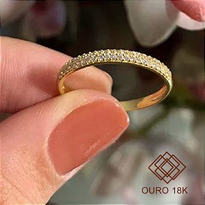 Anel Aparador Ouro 18k Zircônias