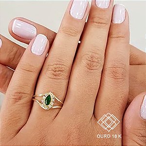 Anel Formatura Serviço Social Ouro 18k Zircônias - Sem emblema