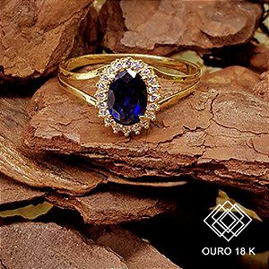 Anel Formatura Adm. De Empresas Ouro 18k Zircônias - Sem emblema