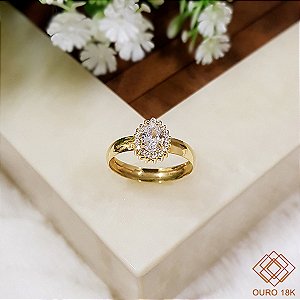 Anel Chuveiro Gota Ouro 18k Zircônias