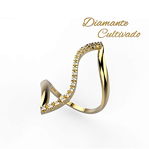 Anel Z Ouro 18k Diamante Cultivado 15 Pts