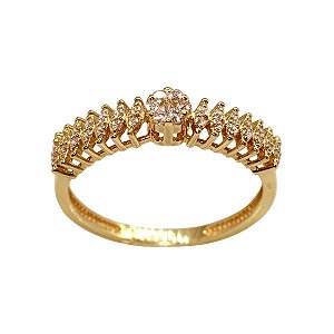 Anel Navete Aparador Ouro 18k Moissanite