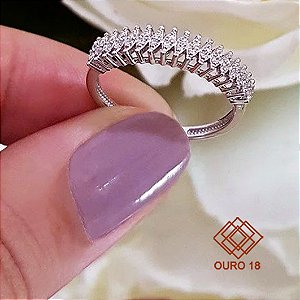 Anel Aparador Ouro Branco 18k - Diamante Cultivado 30pts