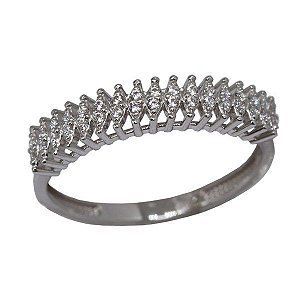 Anel Aparador Ouro Branco 18k e Moissanite