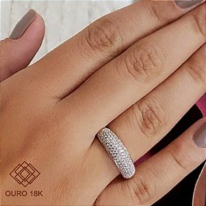 Anel Aparador Ouro 18k Branco Brilhante Moissanite 40Pts