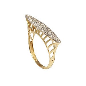 Anel Pavê Ouro 18k Zircônias Brancas