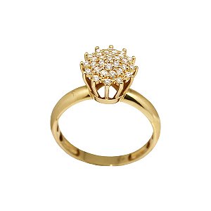 Anel Chuveiro Rainha Ouro 18k Moissanite