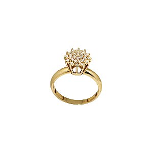 Anel Chuveiro Rainha Ouro 18k Moissanite