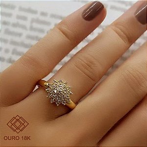 Anel Chuveiro Rainha Ouro 18k - Diamante Cultivado 31pts