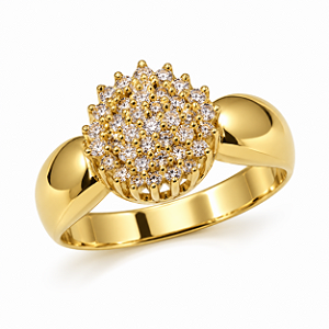 Anel Chuveiro Sextavado Ouro 18k Diamante Natural