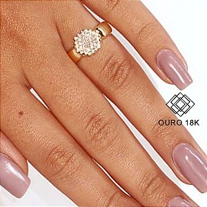Anel Chuveiro Ouro 18k Zircônias