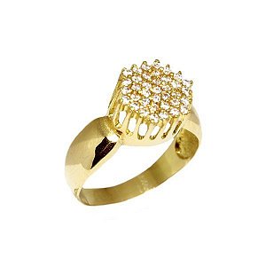 Anel Chuveiro Ouro 18k Zircônias