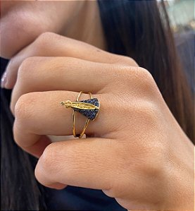 Anel Nossa Senhora Ouro 18k Zircônias