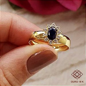 Anel Formatura Química Ouro 18k Zircônias - Sem emblema