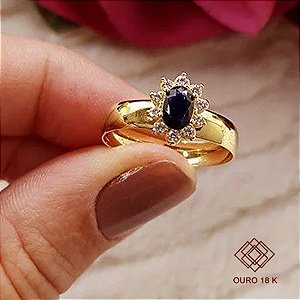 Anel Formatura Administração e Marketing Ouro 18k Zircônias - Sem emblema