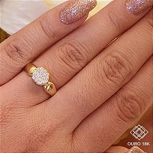 Anel Chuveiro Ouro 18k Zircônias