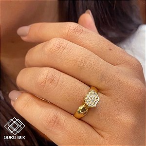 Anel Chuveiro Ouro 18k Zircônias