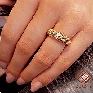 Anel Aparador Ouro 18k Diamante Cultivado 40 pts