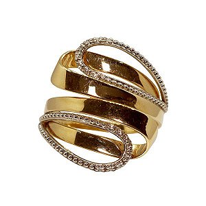 Anel Ouro 18k Zircônias