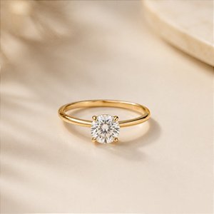 Anel Solitário Ouro 18k Zircônia