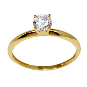 Anel Solitário Ouro 18k Zircônia