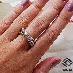 Anel Ouro 18k Zircônias