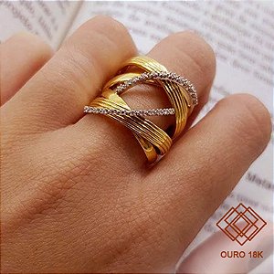 Anel Ouro 18k Diamantes