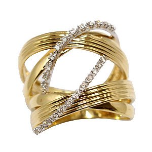 Anel Ouro 18k Diamantes